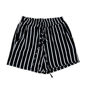 Frumos Women's M Medium Lounge Shorts Striped Rayon Blend Elastic Waist